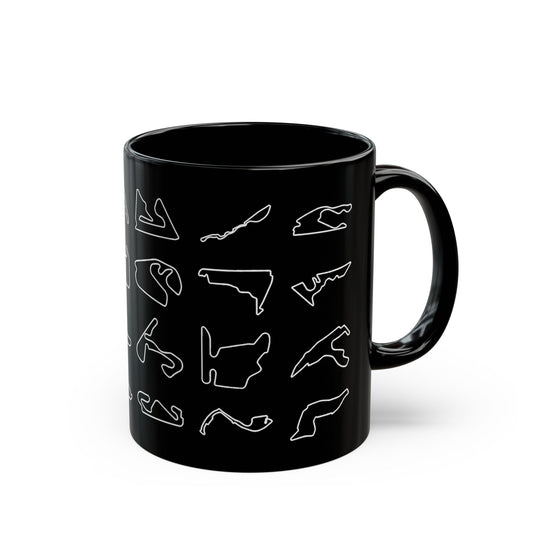 [11oz] 2026 Formula 1 circuits black mug angled view