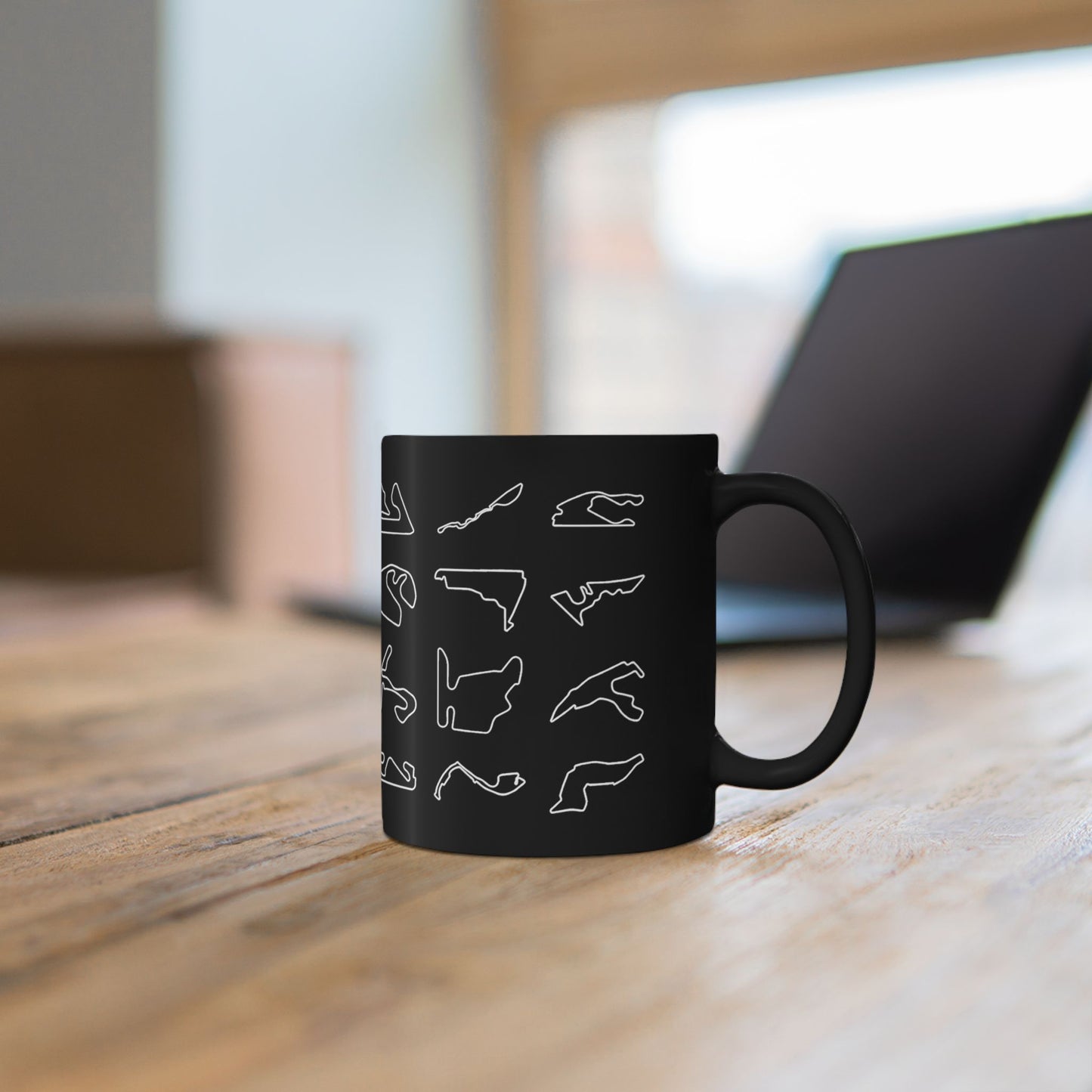 [11oz] 2026 Formula 1 circuits black mug lifestyle view